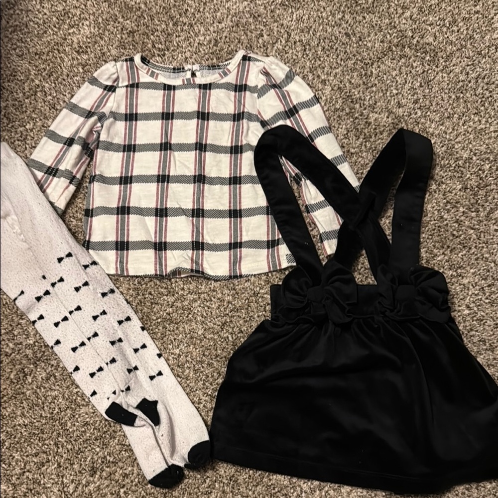 Wonder Nation Black Dress with Long Sleeve Shirt and Tights